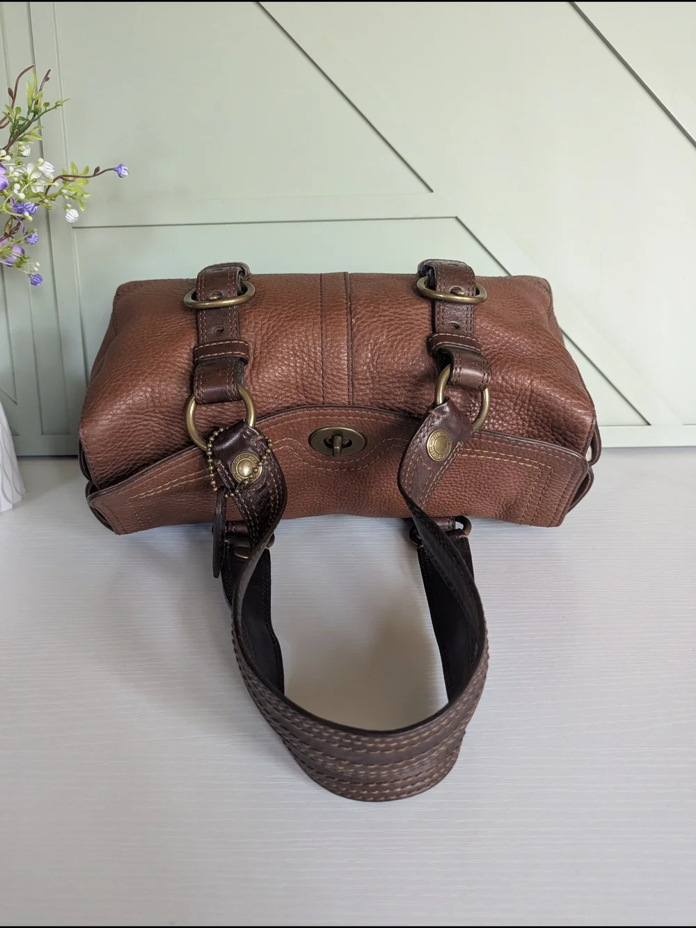 Coach Brown Pebbled Leather Shoulder Bag